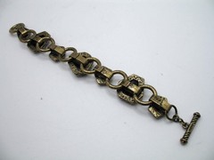 Vintage RJ Graziano grey metallic faux druzy quartz link statement bracelet