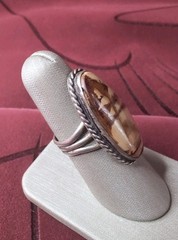 Vintage Elongated Jasper Sterling Silver 925 Ring Size 8