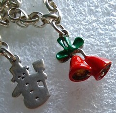 Vint Sterling Silver Starter Charm Bracelet With 2 Christmas Charms 7″ Inches