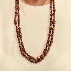 Vintage Estate 61” Copper Bronze Baroque Freshwater Pearl Endless Necklace