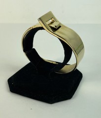 Vintage Cuff Belt Buckle Style Clamper Gold Tone Hinged Bracelet 2.5″ X 2.0″