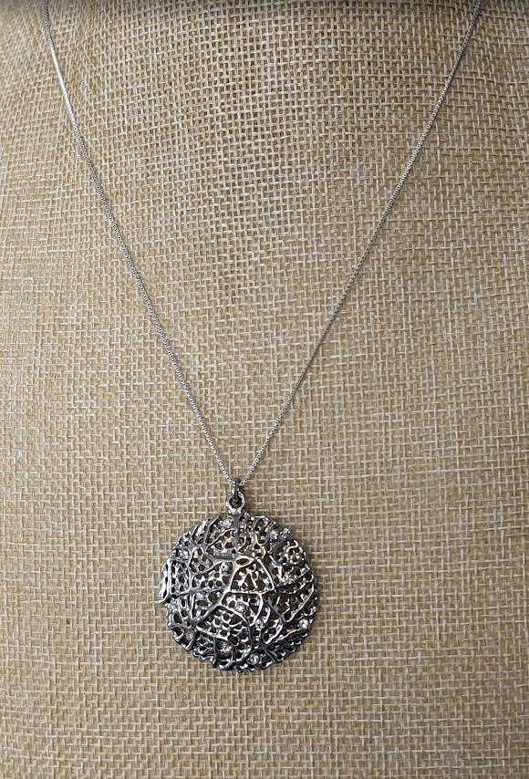 Vintage cookie lee filigree pendant on a sterling silver chain FREE SHIPPING