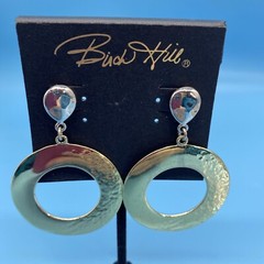Birch Hill Gold & Silver-Tone Hoop Dangle-Drop Post Earrings New Old Stock Card