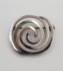 VTG 925 Spiral Brooch 1.25in Sterling Silver Solid 15g Abstract 3D Geometric