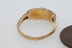 ANTIQUE VICTORIAN ENGLISH 15K GOLD NATURAL TURQUOISE 5 STONE RING c1870