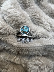 Bohemian Vintage Circular Imitation Turquoise & Moonstone Ring