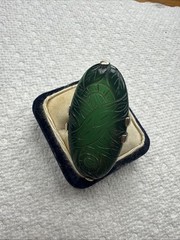 Vintage Ring with natural jade Sterling Silver Women Jewelry size 6 – 9.5 g