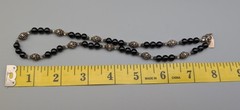 Lori Waters Black Onyx Bead Necklace Sterling Look Crystal Artisan 18″ Signed
