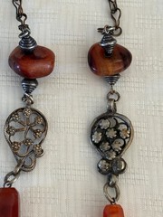 Vintage Turkmen Silver Carnelian Asyk Heart Necklace Yemeni Tribal Statement