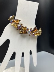 JULIANA D&E Book Piece Givre Cha Cha Dangle Arrow Rhinestone 5 Link Bracelet VTG