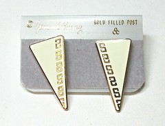 Vintage NEW SAMUEL HUANG Earrings Gold Filled Post Yellow Enamel Triangle ESTATE