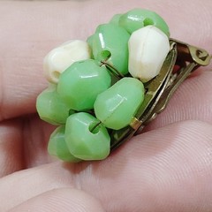 Vintage Trifari & Hong Kong Clip On Earrings Beads Cluster Jewelry Retro