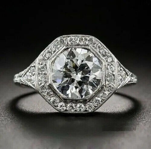 Art Deco Antique 3.20 Ct Diamond Vintage Engagement Ring 925 Sterling Silver