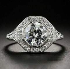 Art Deco Antique 3.20 Ct Diamond Vintage Engagement Ring 925 Sterling Silver