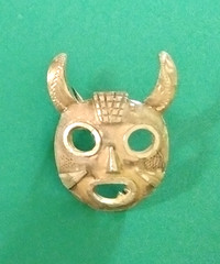 Vintage Sterling Silver Tribal Horned Diety Mask Brooch (111 – 2652)