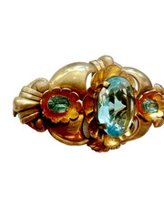 Vintage European Art Deco Gilded Brooch Trombone Clasp