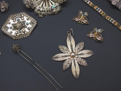 Estate 800 Silver Filigree Cannetille Jewelry Lot Antique Victorian Revival 66gr