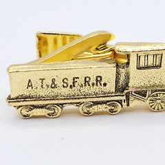 Train AT SF RR Atchison Topeka and Santa Fe Railway Gold Tone Vintage Tie Clasp