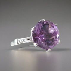 Vintage Sterling Silver 925 Rose De France Heated Amethyst Crown Ring Size 7