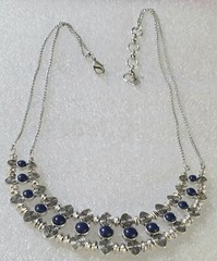 Lucky Brand Ethnic Etruscan style Blue Cabochons 2 Strand Chain Necklace