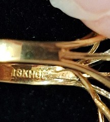 Vtg 18K Yellow Gold Electroplated Genuine Garnet & Cubic Zirconia Cocktail Ring