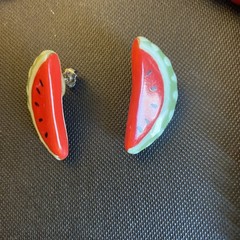 Flying Colors Watermelon Ceramic Vintage Necklace And Earrings