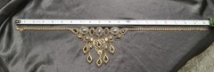 Vintage Antique Gold Black Rhinestone Bib Necklace Gothic Victorian Chandelier
