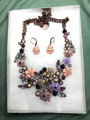 Joan Rivers XXV Classics Collection Necklace Earring Set Enamel Rhinestones