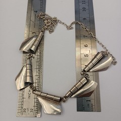Modernist Silver Necklace Sculptural Artisan Bib Statement Abstract Handmade VTG