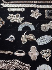 ANTIQUE VINTAGE Deco Sterling Mix Rhinestone JEWELRY LOT All Wearable 400grams