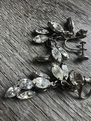 Vintage Weiss 3 Piece necklace and earring set Clear Round & Marquise rhinestone