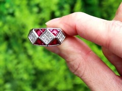 Vintage 1.70Ct Ruby and 1.14Ct Diamond, Platinum Dress Ring Circa 1990