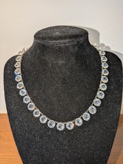 Vtg Art Deco Sterling Silver Clear Paste Riviere Choker Necklace 15″ Pristine
