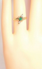 Victorian Colombian Emerald Engagement Rg Sz 5 9K Yellow Gold