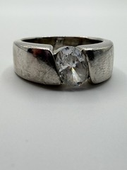 Sterling Silver Band With Tension Set CZ Modernist 925 Band size 8 US