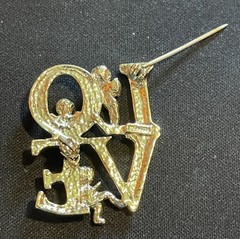 Vintage Signed L. Razza Gold Tone 3 Angels Brooch 1” Pin LOVE Cherub Jewelry EUC