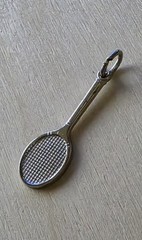 Vintage Sterling Silver Tennis Racket Pendant Charm 925 R.L. Griffith 1950-1970