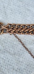 Antique 9K Yellow Gold Curb Chain Bracelet Padlock Edwardian