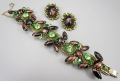 RARE JULIANA DELIZZA & ELSTER AVENTURINE GLASS BRACELET W/ COORDINATING EARRINGS