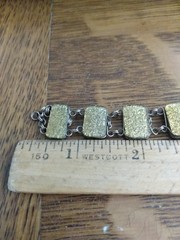 Antique Art Deco Gold Filled Gold Sparkle Glass Panels Bracelet 7 Inches