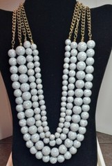 Vintage Sugarfix By Baublebar White/Gray Crackle 5 Strand Adjustable Necklace