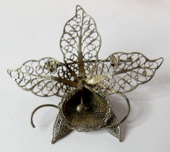 ART NOUVEA LADIES 925 STERLING SILVER CALLA LILY FILIGREE PIN BROOCH..