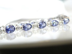 Vintage Sterling Silver 925 Lab Created Tanzanite Station Tennis Bracelet 7″