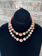 Lot Of 4 Vintage JAPAN Multi strand Necklaces Greens Multi Colored Blues Pinks
