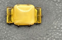 Vintage Art Deco Czech Yellow Glass Open Back Old Clasp Brooch Pin