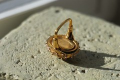 Vintage Domed Cocktail Ring with Adjustable Band Patent Number Stamped Inside