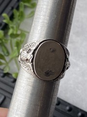 Vintage Uncas 925 Sterling Silver Blank Signet Ring Full Double Eagles Sz 8.25