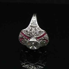 1.50Ct Art Deco Style Round Moissanite Ruby Cocktail Anniversary Ring 925 Silver