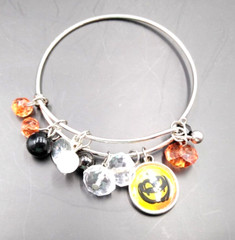 Halloween Jack O’Lantern Orange Crystal Beads Expandable Wire Bracelet Fit 7.5″