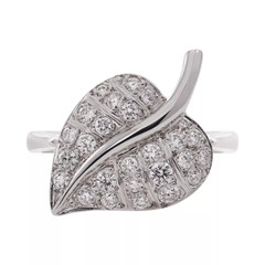 Featuring Pave Set 0.66CT Lab-Created White Diamonds Leaf Design 925 Silver Ring